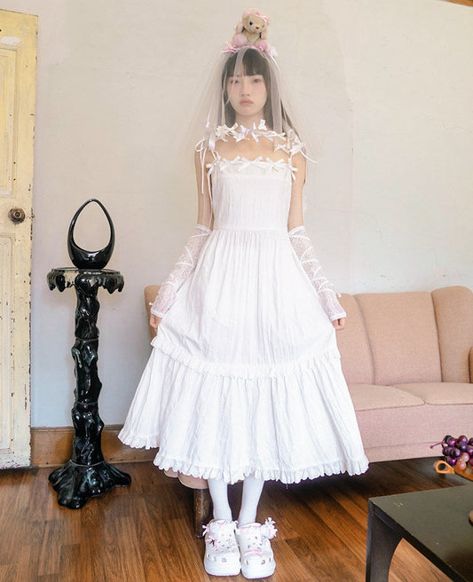 Bow Check Lace Camisole Dress NA8309