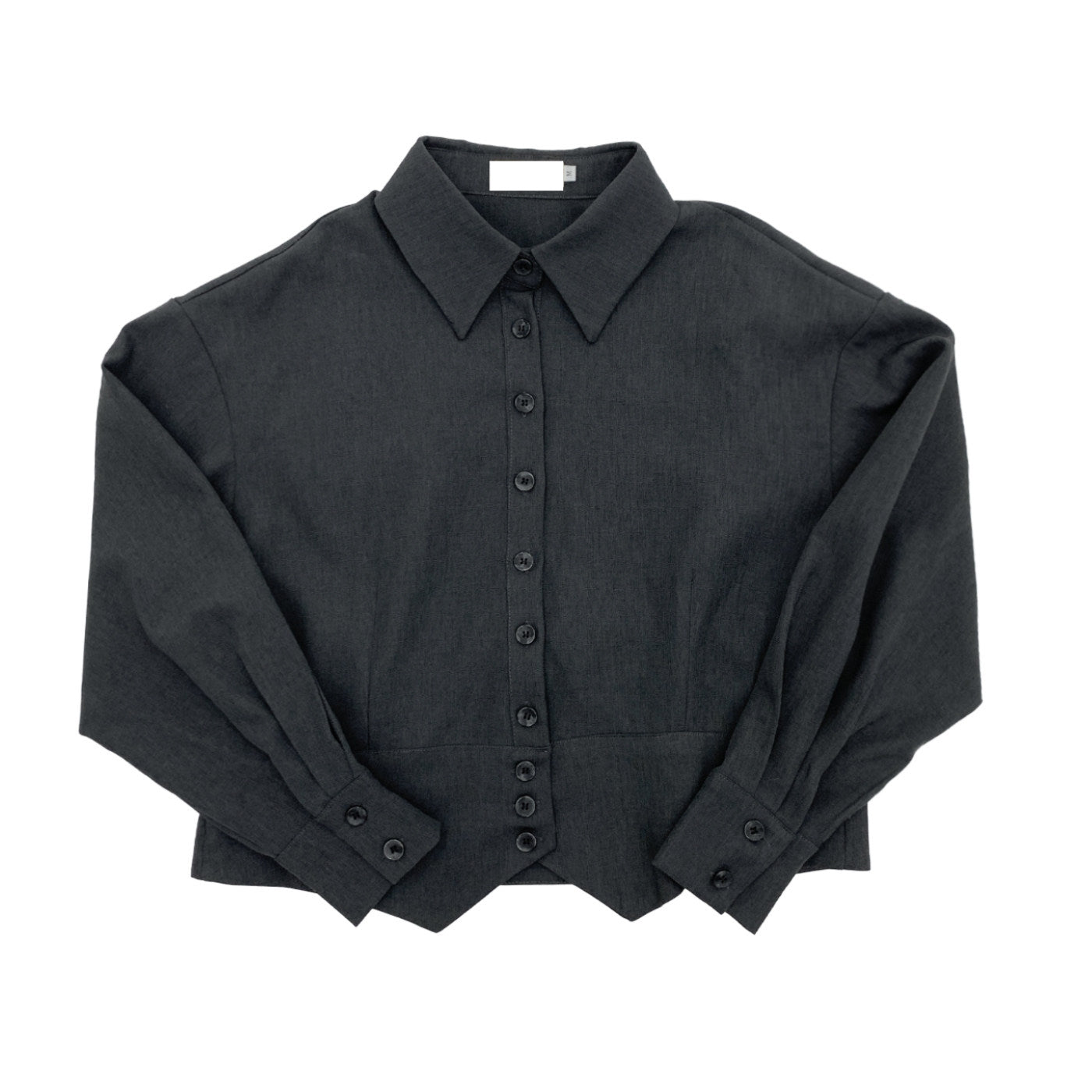 Button Front Long Sleeve Shirt & Pleats Wide Leg Trousers Setup NA9095