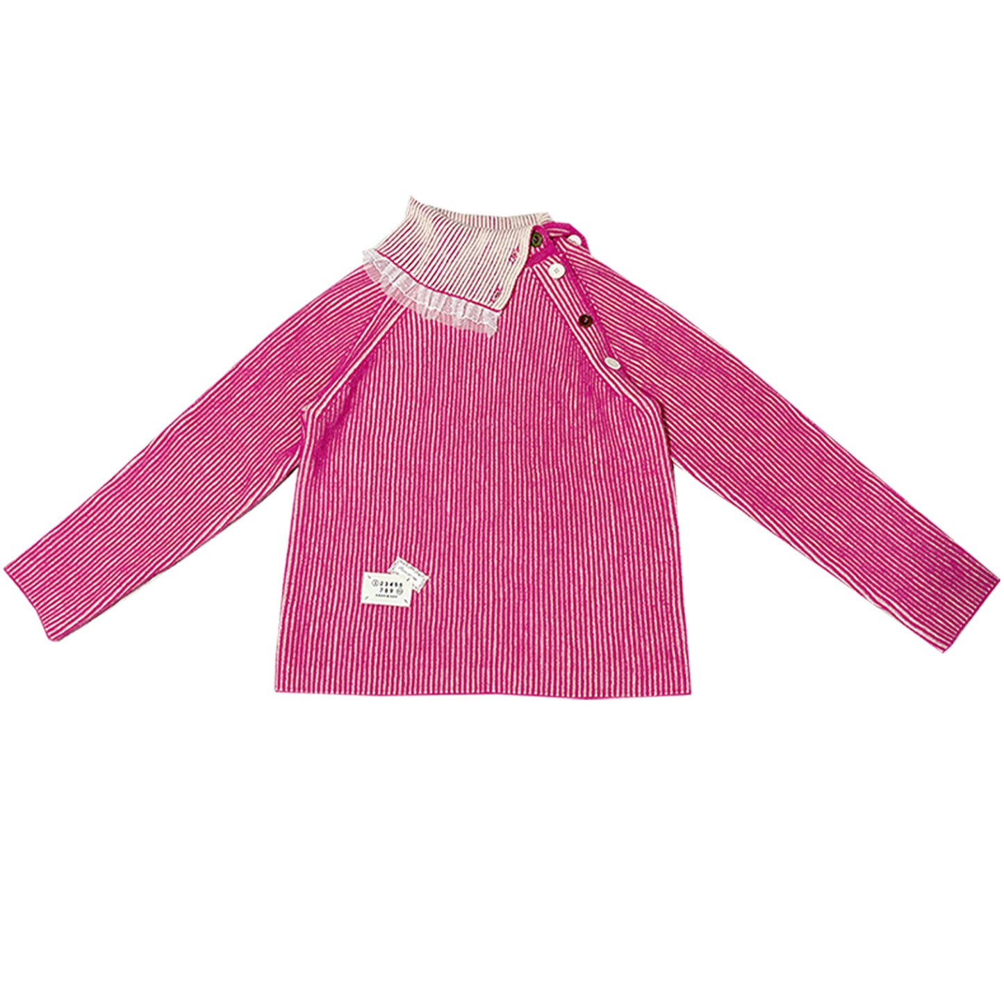 Asymmetrical High-Neck Ribbed Wool Knit Sweater NA8218