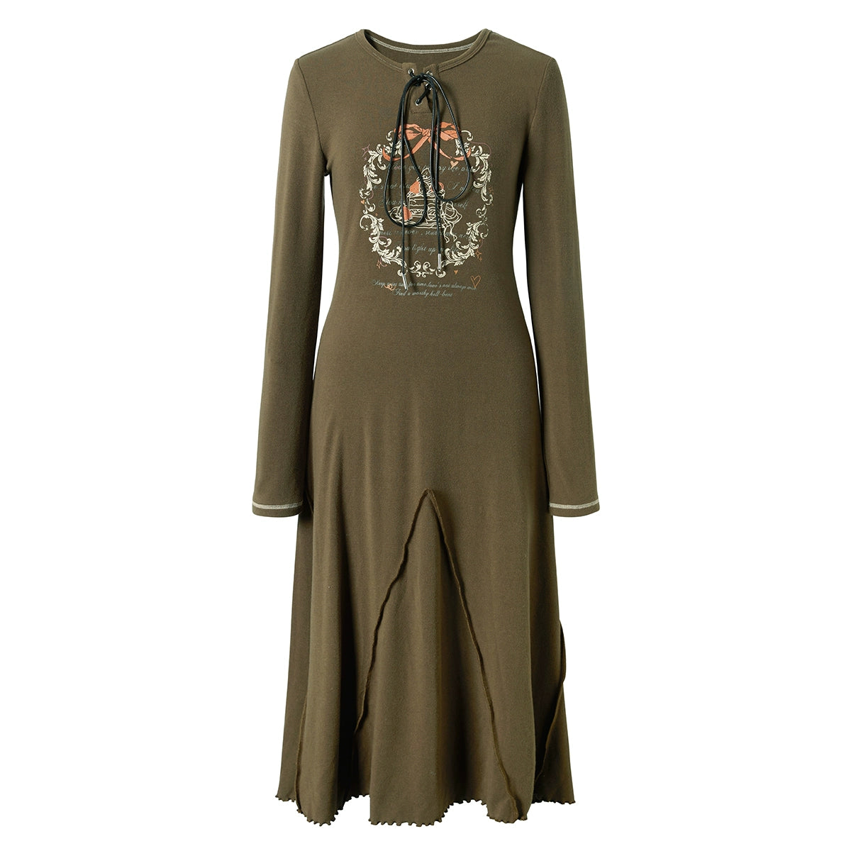 Graffiti Print Knit Long Sleeve Dress NA6874