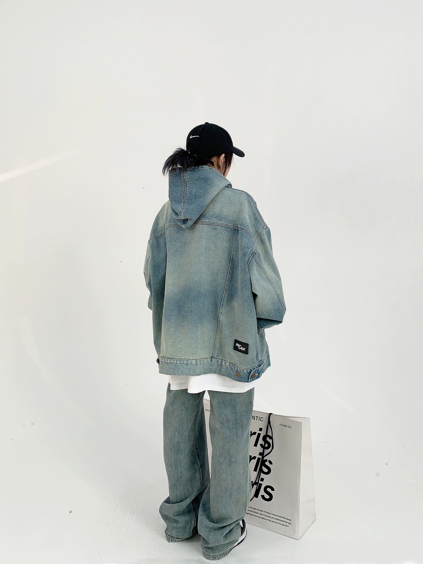 Oversize Pullover Denim Hoodie NA2775