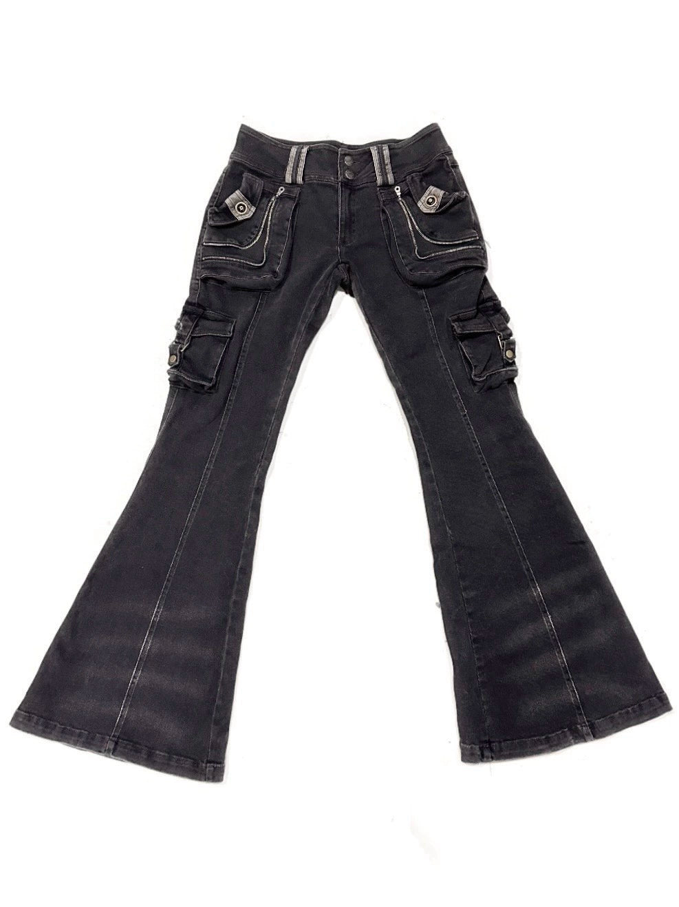 Multi-Pocket Stretch Flare Denim Pants NA7392