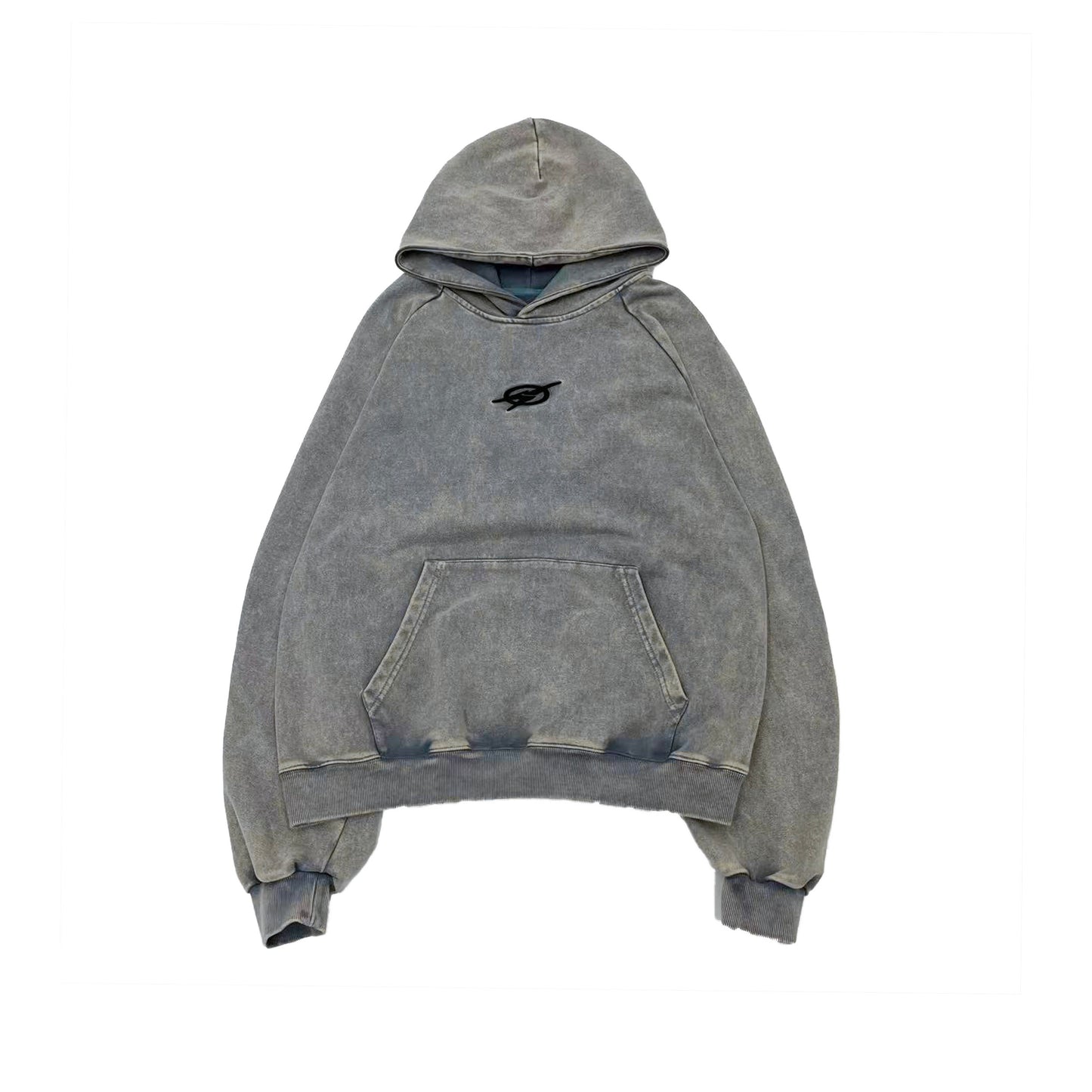 Washed Pleated Sleeve Oversize Pullover Hoodie NA9143