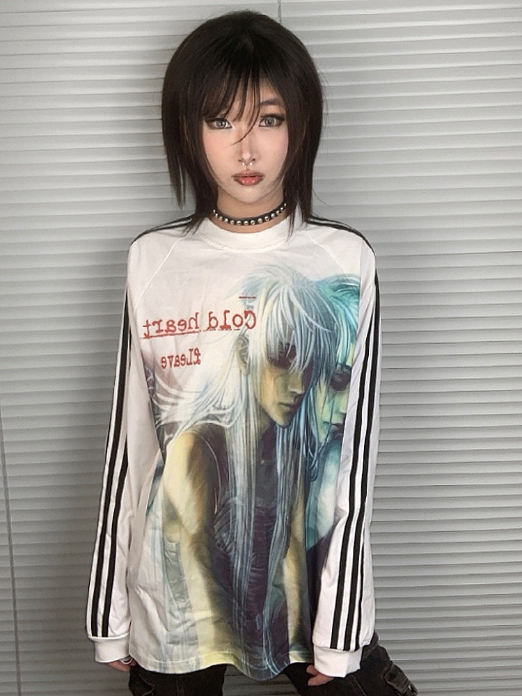 Heavyweight Y2K Video Game Character Print Long Sleeve T-Shirt NA7610