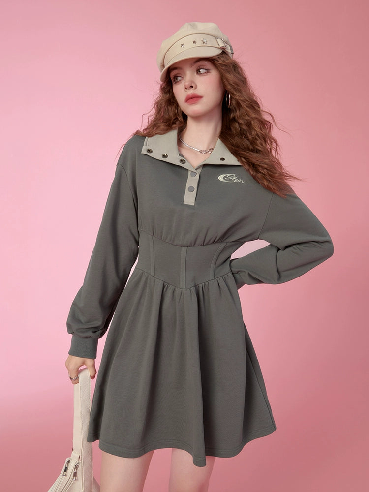 Cinched Waist Sweatshirt Dress NA6764