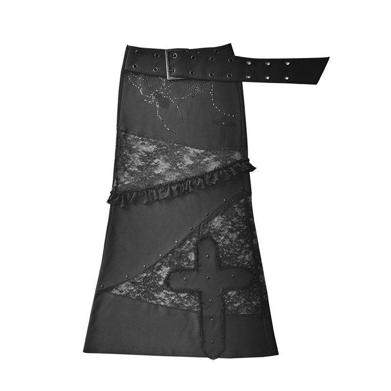 Lace Patchwork Low Waist Skirt NA8530