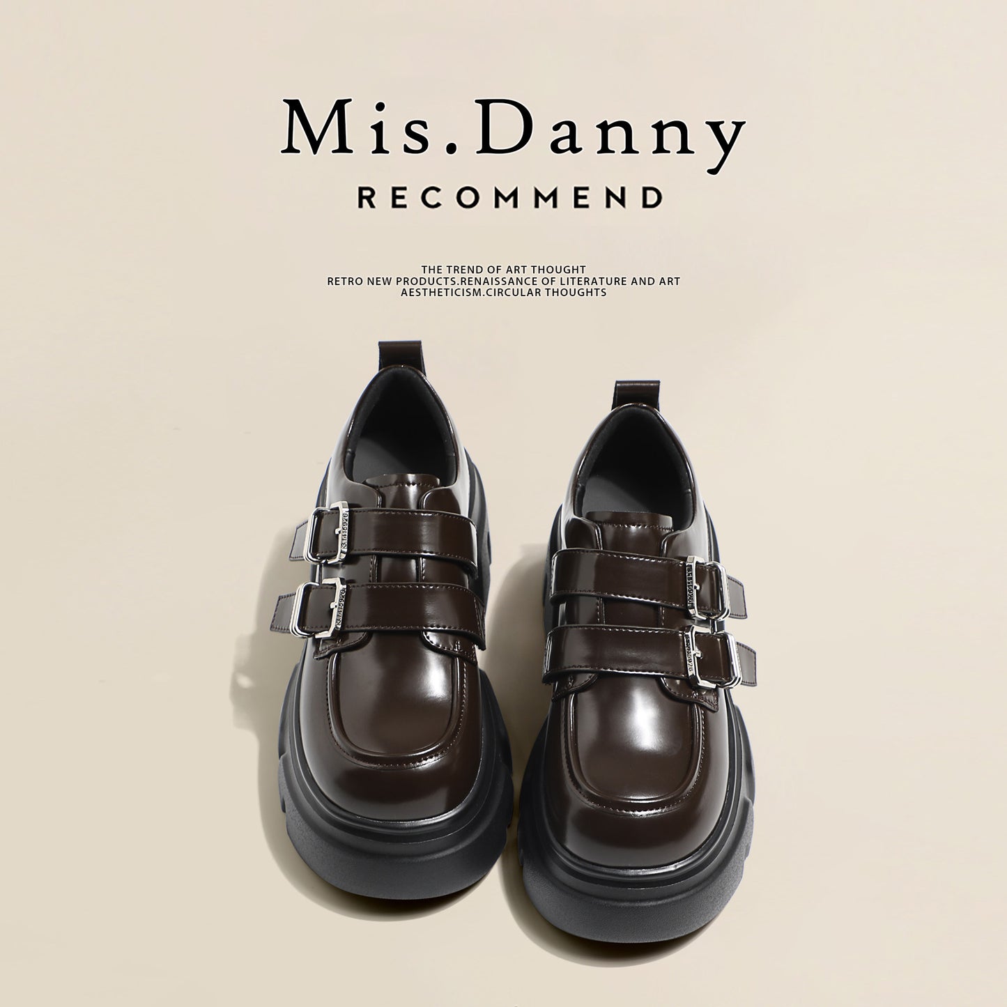 Double Belt Buckle Platform Velcro Loafers NA8725