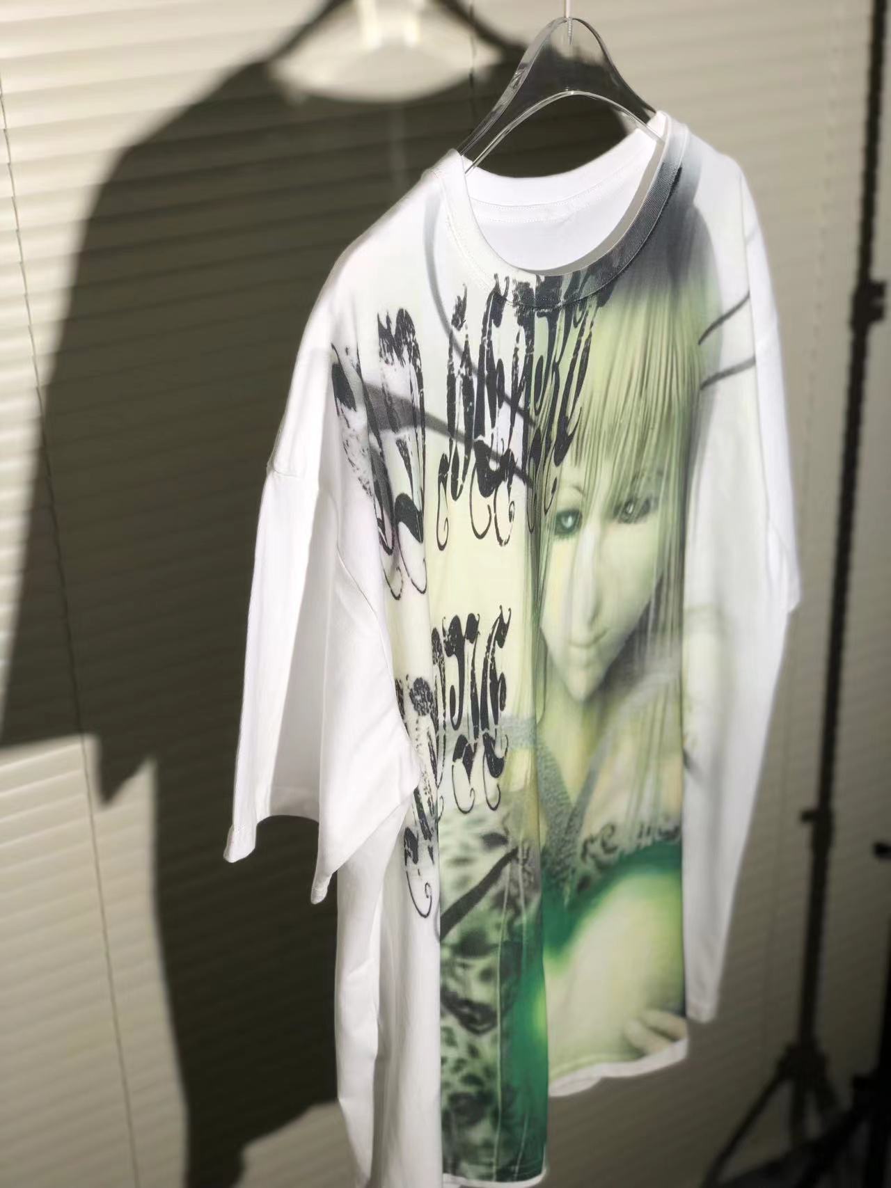 2000s Internet Heart Image Print Short Sleeve T-Shirt NA7621