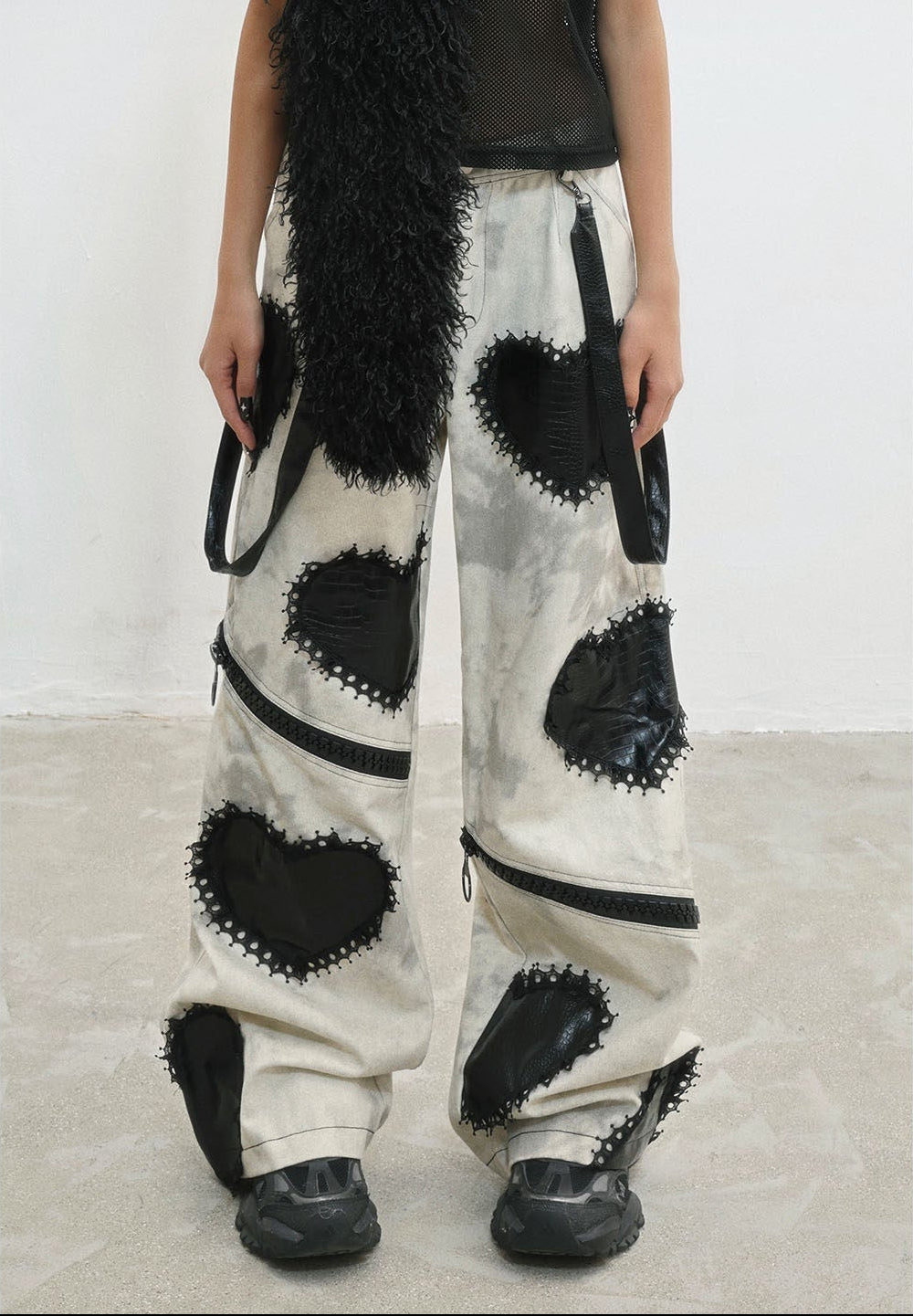 Heavy Craft Damage Wide Leg Dark Denim Jeans NA8563