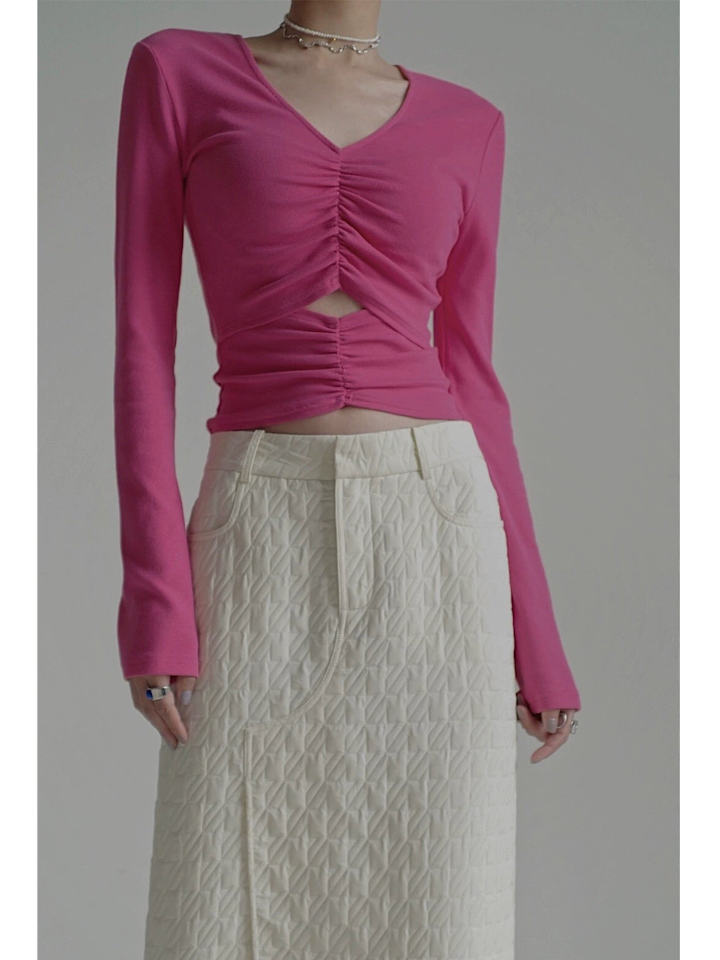 Double Pleats Long Sleeve Top NA4187