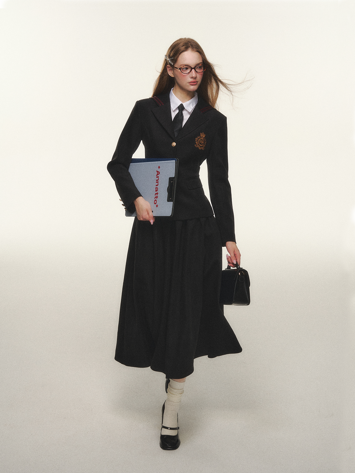 Sailor Collar Tailored Jacket & Skirt Setup NA6995