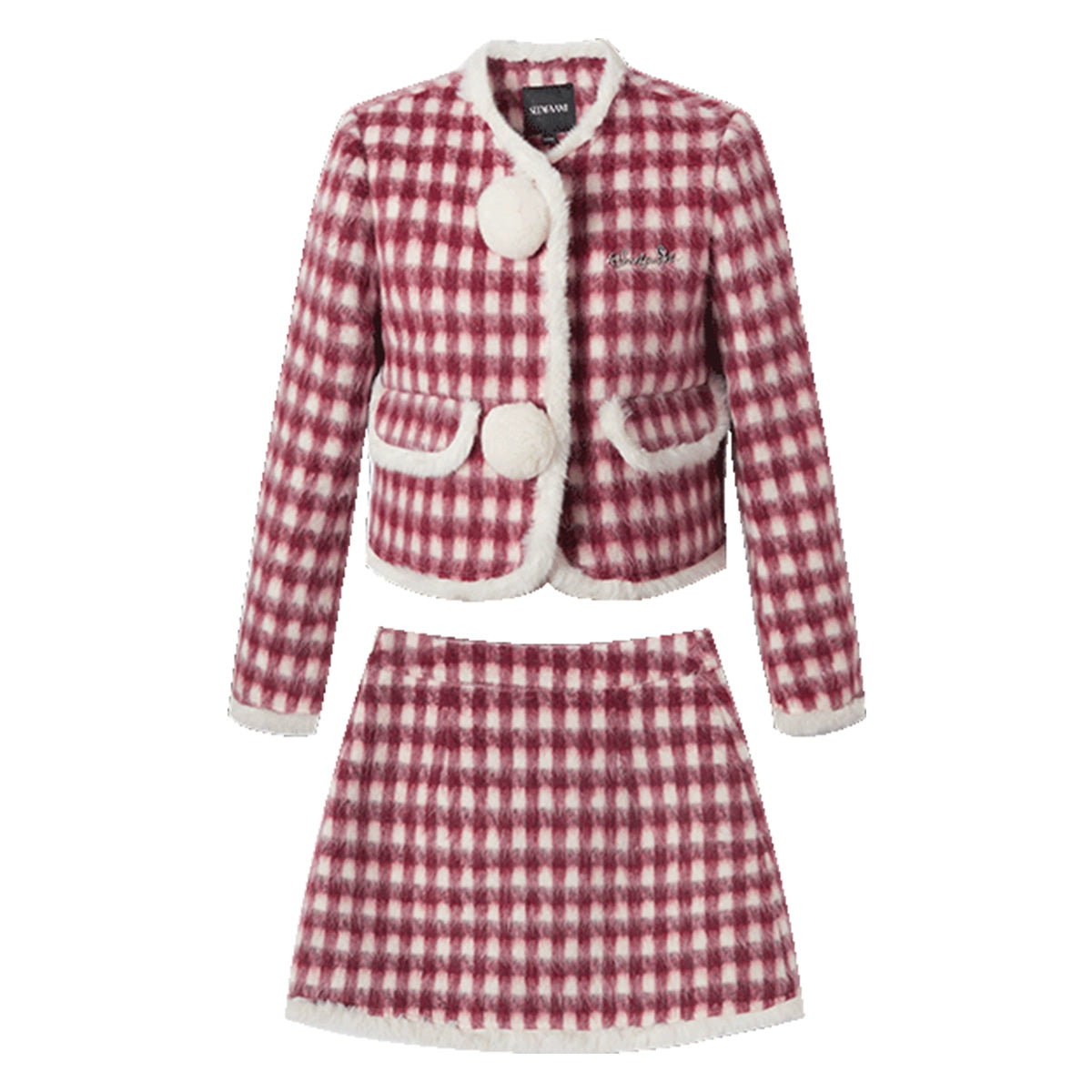 Christmas Plaid Tweed Jacket & Short Skirt Setup NA6905