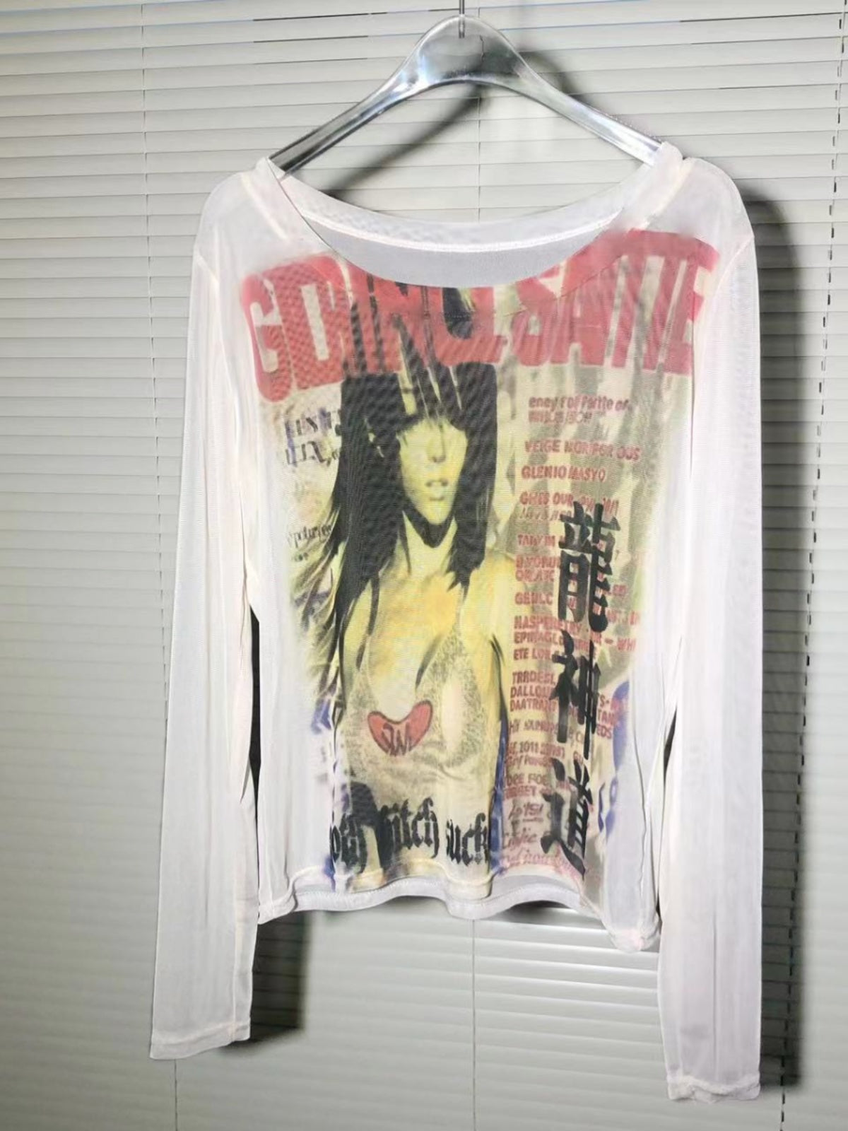 Y2K Punk Style Mesh Long Sleeve T-Shirt NA7624