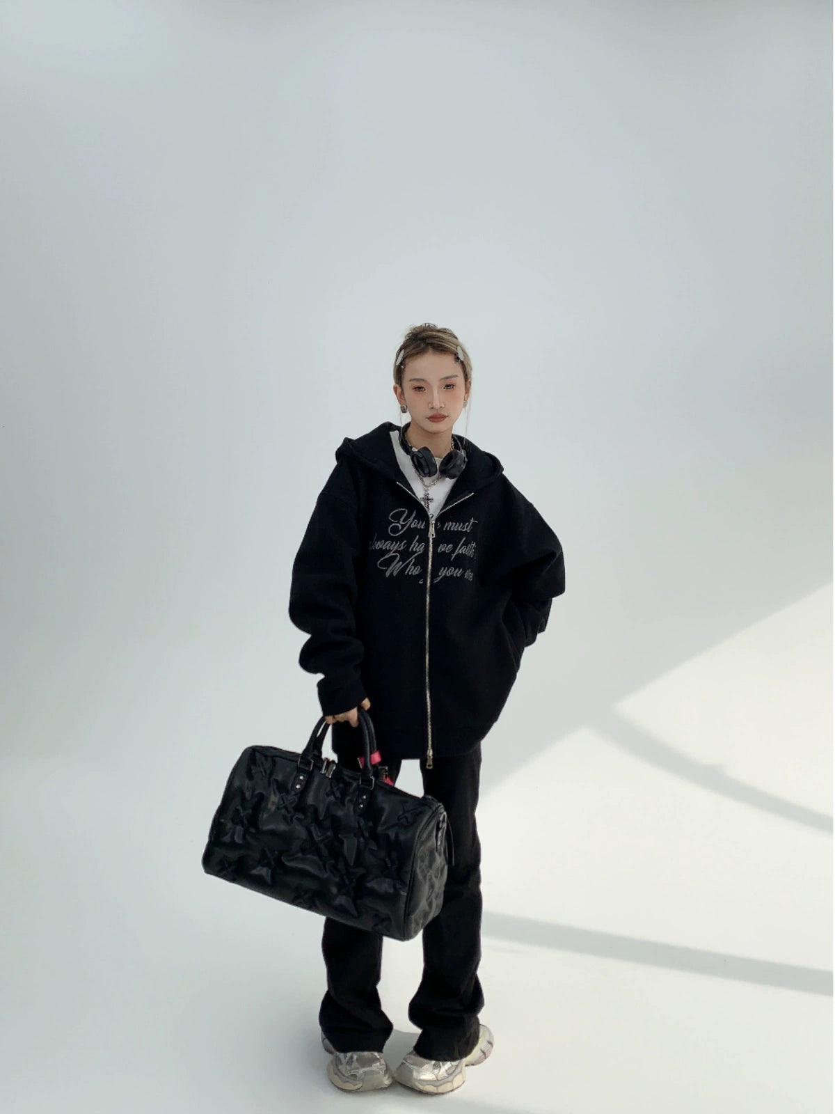 Unisex Oversized Embroidery Zipper Hoodie NA2835