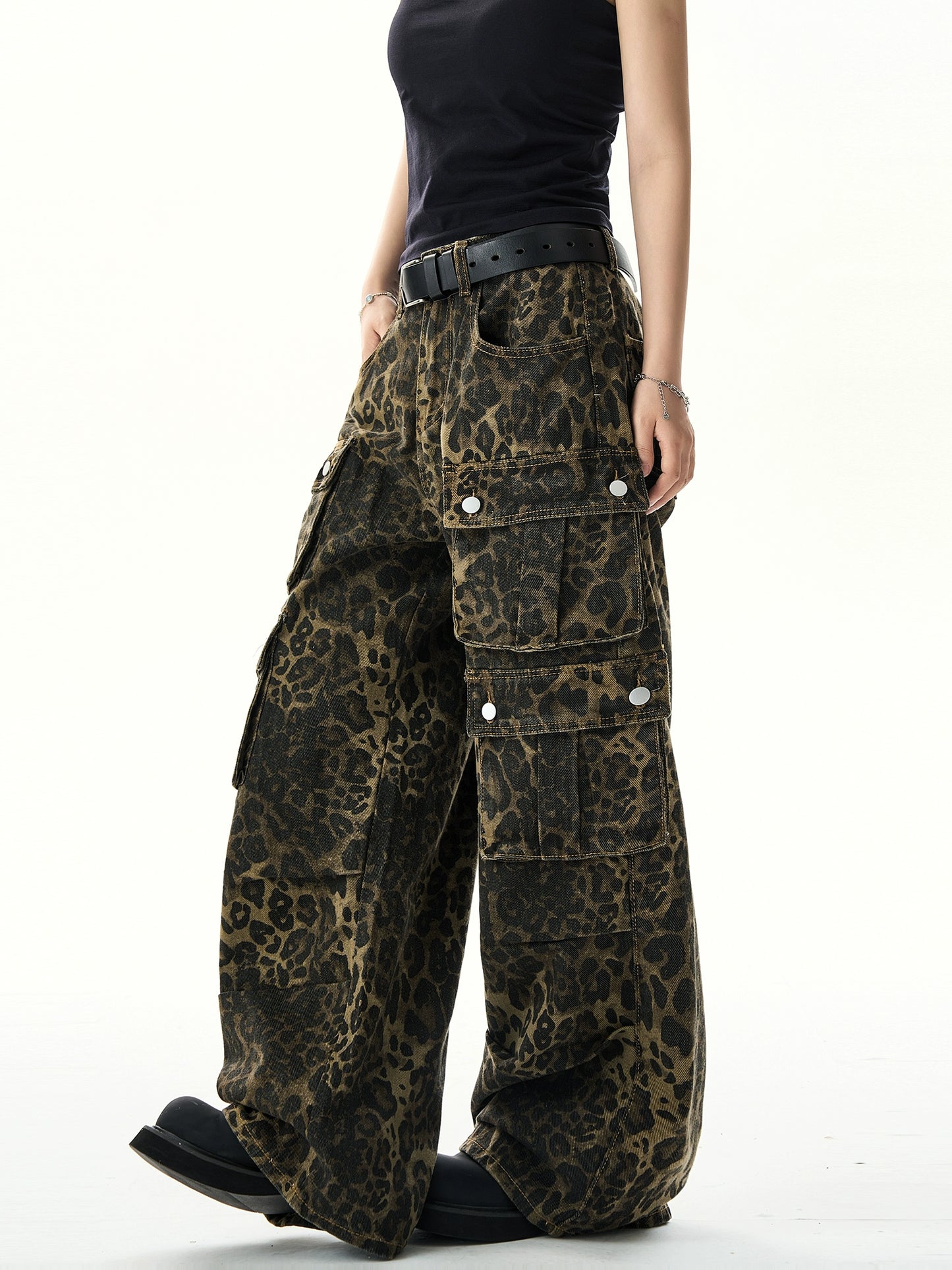 Multi Pocket Camouflage Wide Leg Cargo Pants NA3176
