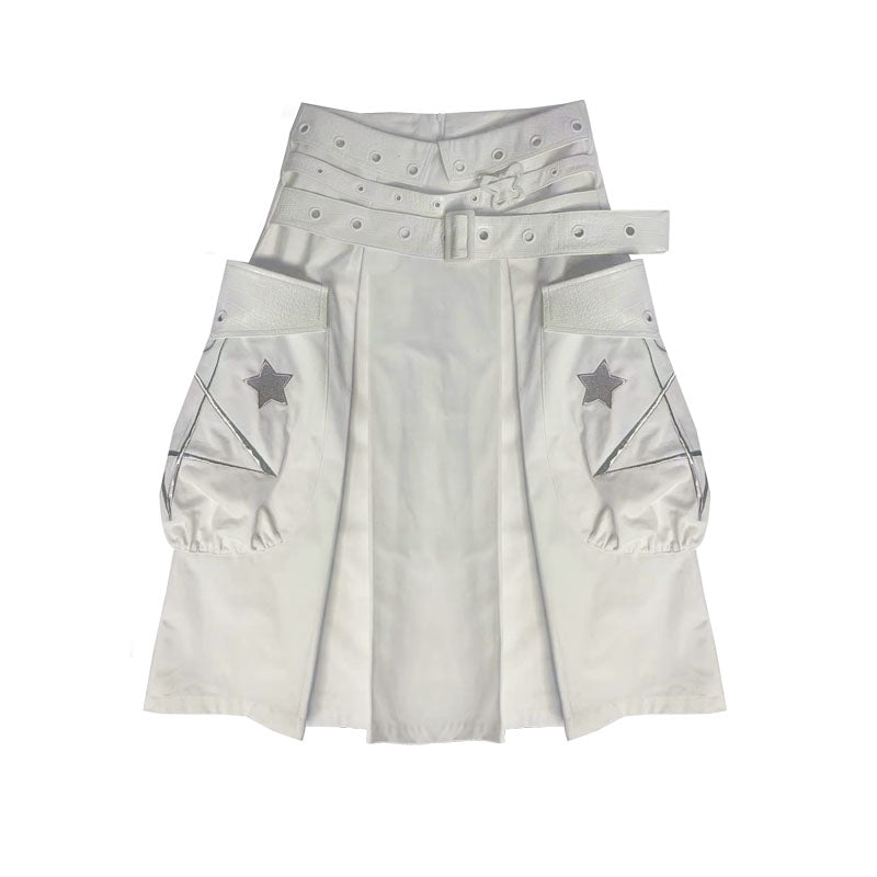 Star Design Low-Waist Pleats Long Skirt NA7771