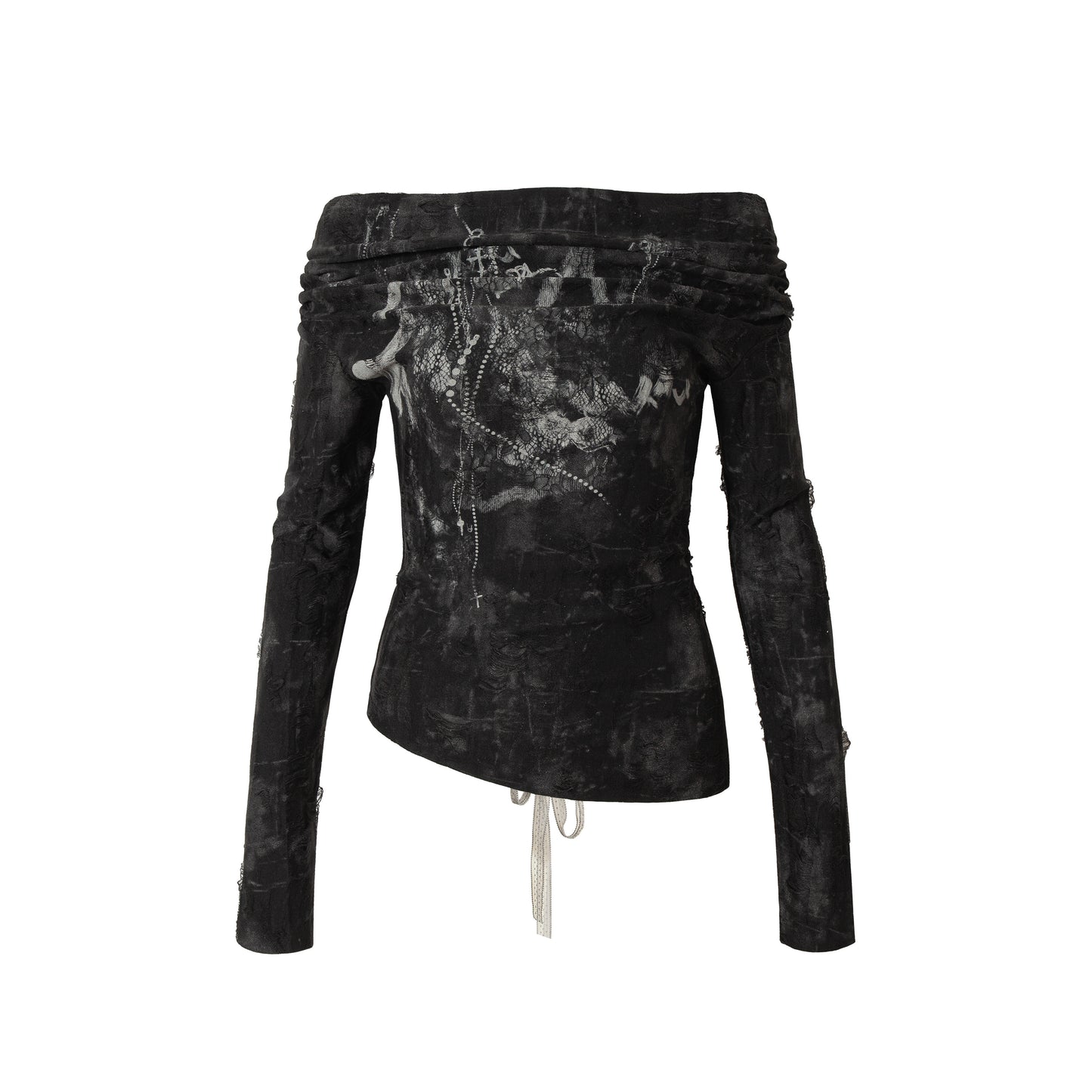 Off-Shoulder Print Slim Fit Long Sleeve T-Shirt NA9014