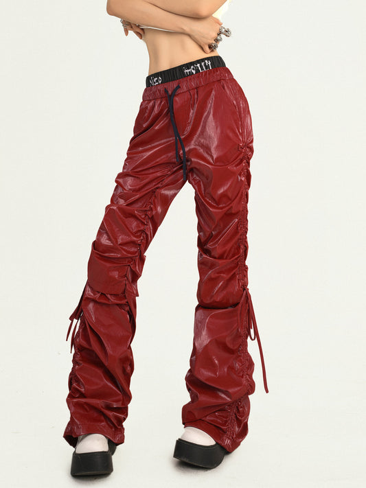 Tie Cord Pleats Double Waist Pants NA8596