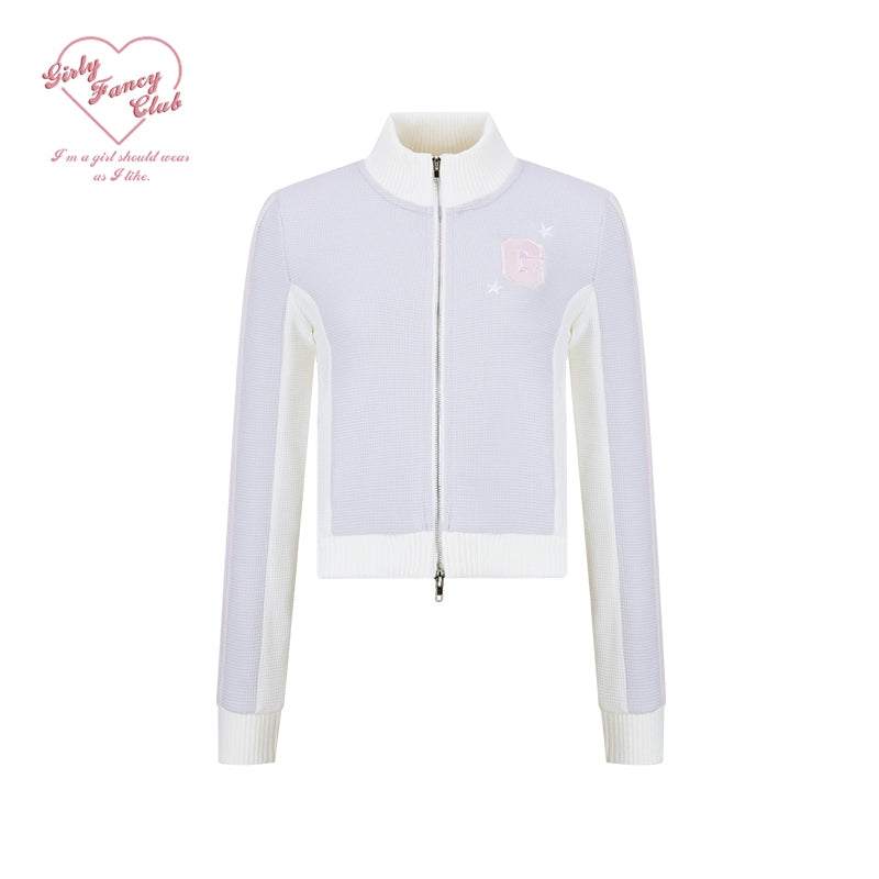 Waffle Knit Zipper Cardigan NA7242