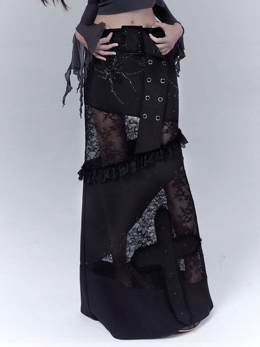 Lace Patchwork Low Waist Skirt NA8530