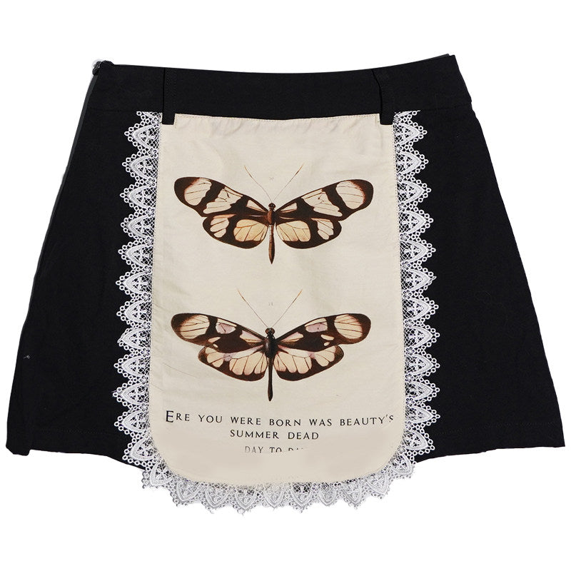 Graphic Print Lace Ruffle Skirt NA8286