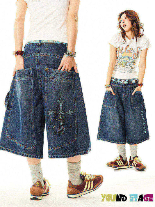 Wide-Leg Denim Shorts NA9392