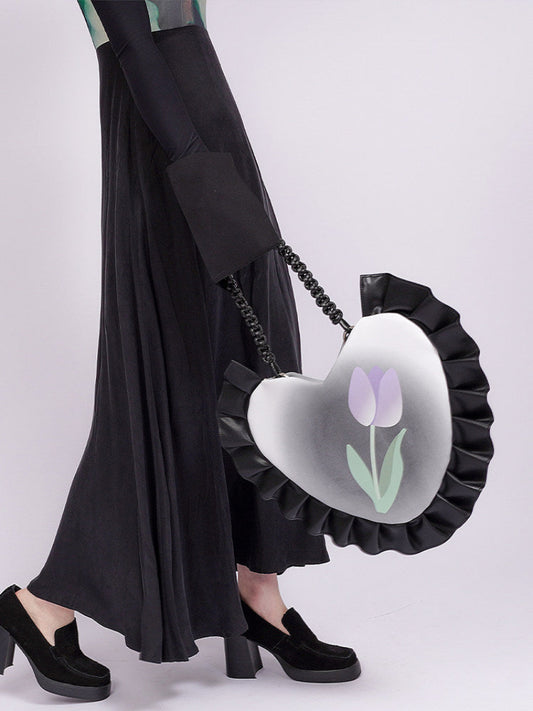 Tulip Heart Flower Design Crossbody Bag NA8407