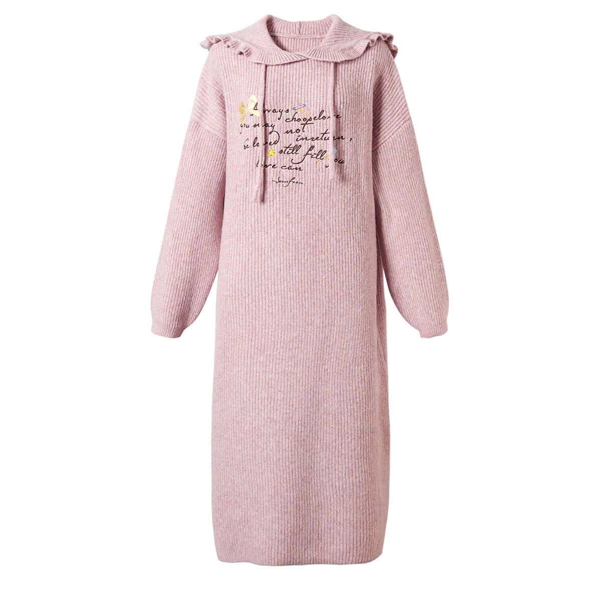 Embroidery Long Knit Dress NA6885