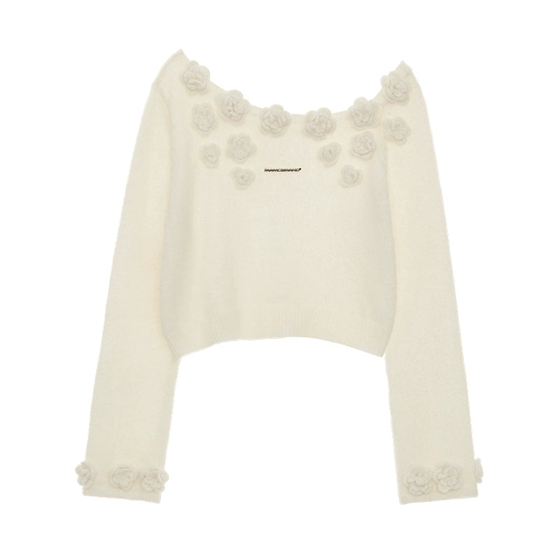 Rose Slanted Shoulder Knit Sweater NA5765