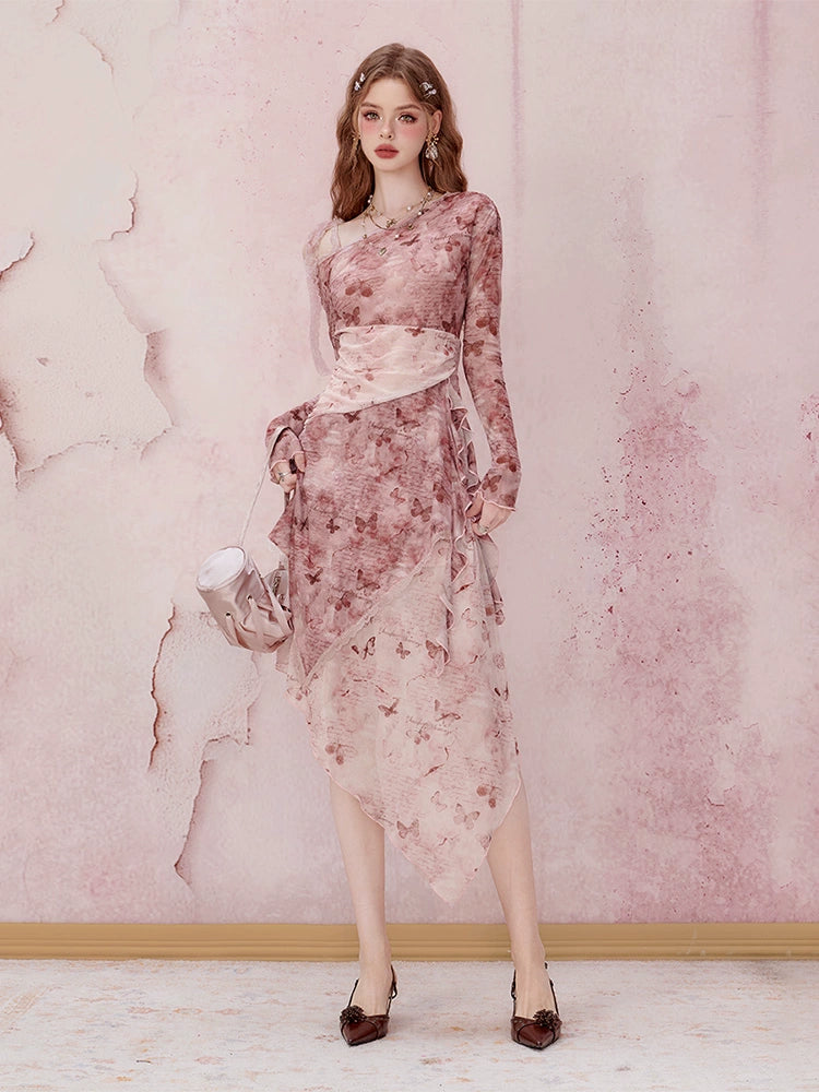 Asymmetric Hem Slimt Dress NA6847