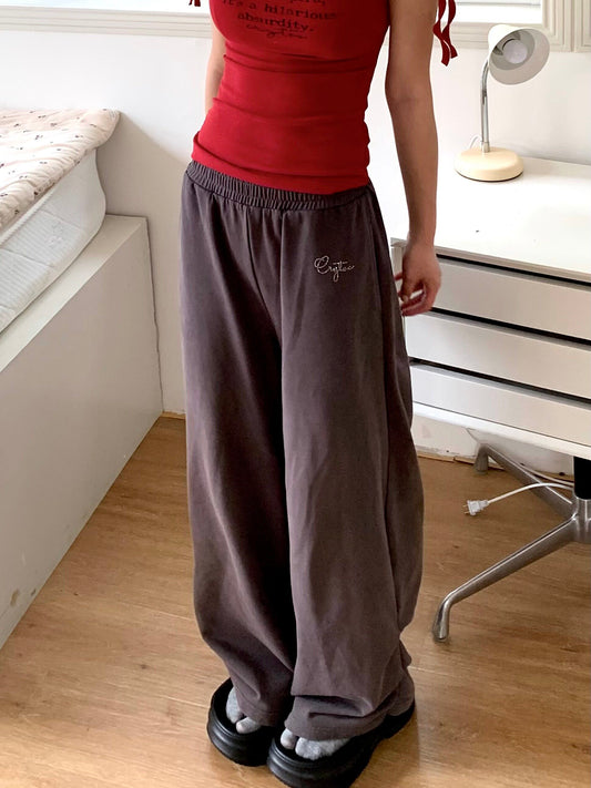 Rhinestone Drawstring Wide Leg Sweatpants NA9289