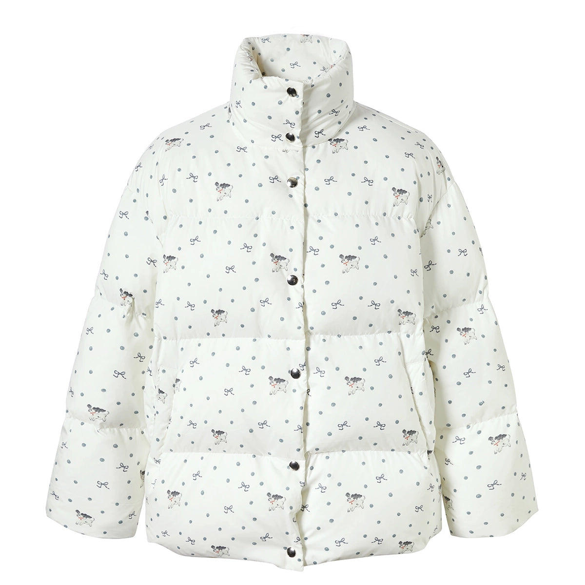Allover Print White Duck Down Jacket NA6907