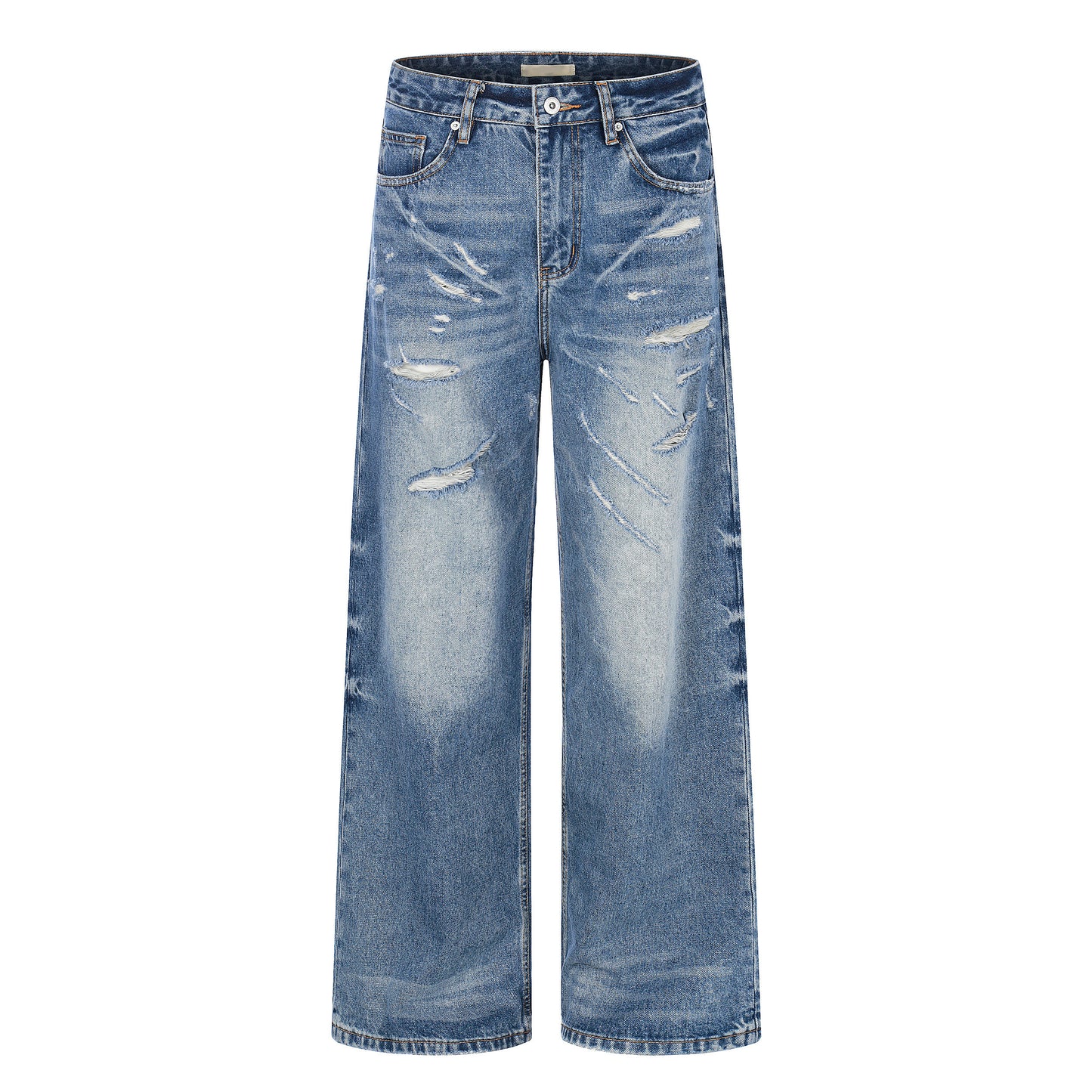 Washed Damage Fade Straight Denim Jeans NA9209