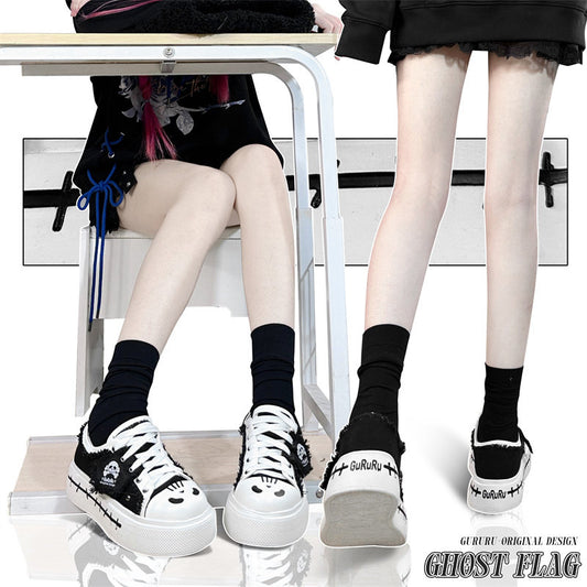 Ghost Monster Flag Canvas Platform Shoes NA8515