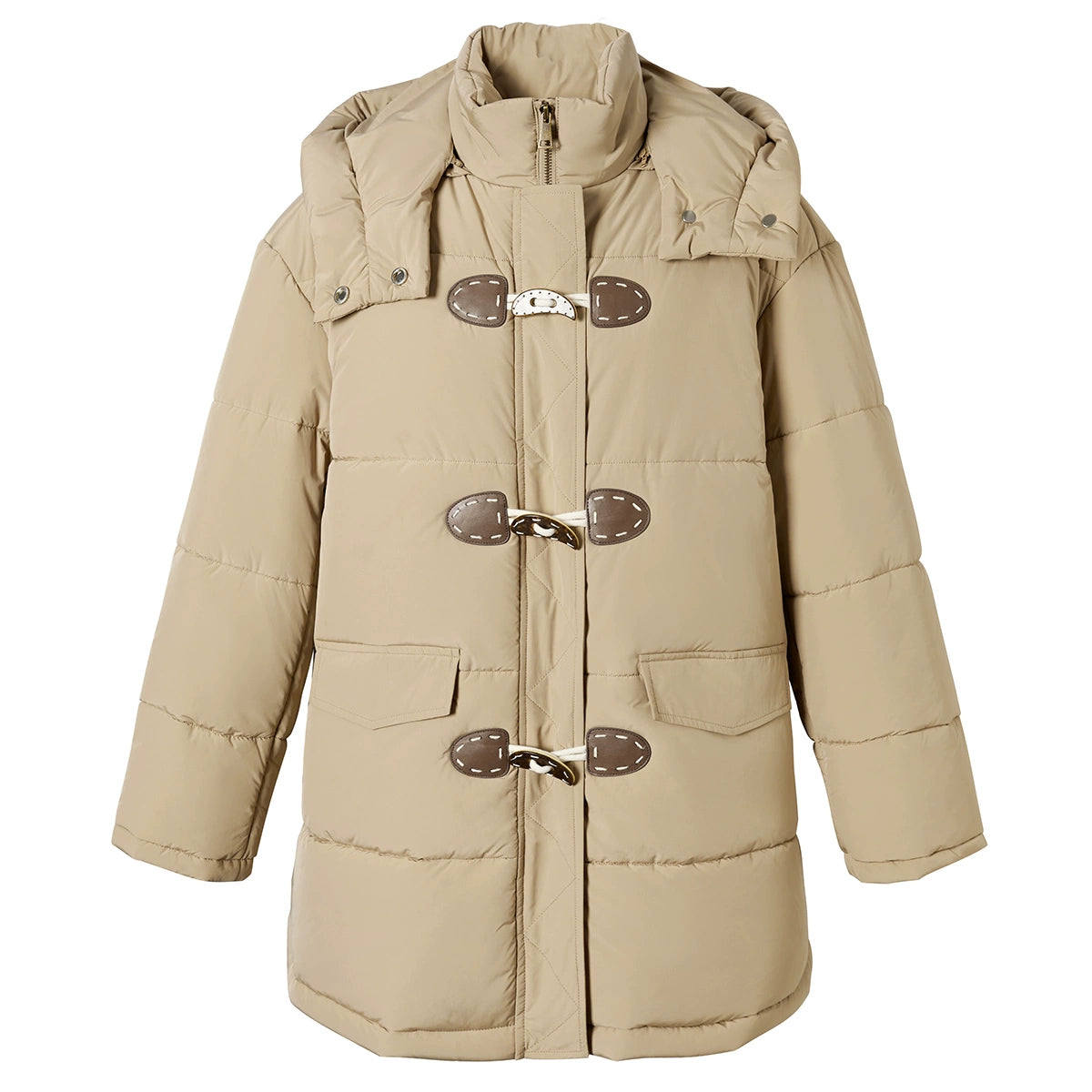 Hooded Stand Neck Long Puffer Jacket NA6931