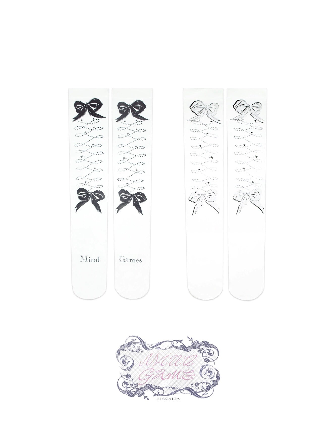 Hand-Paint Bow Tie Long Leg Socks NA7163