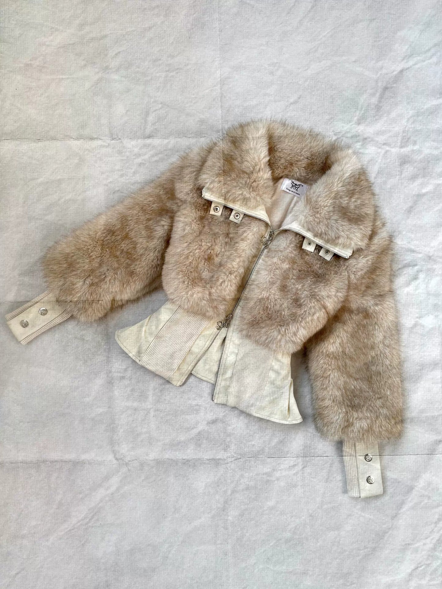 Fitted Thick Warm High-Neck Fur Jacket NA7383