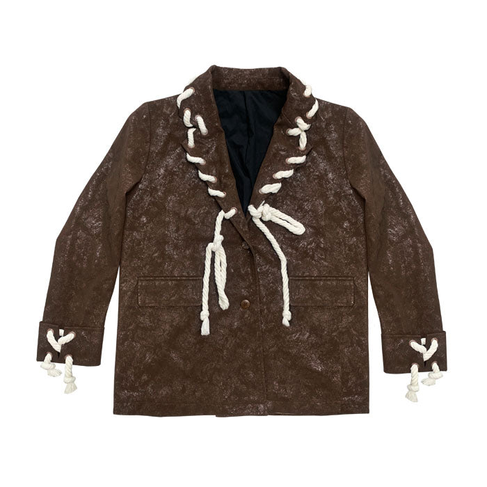 Rope Design PU Leather Jacket NA7772