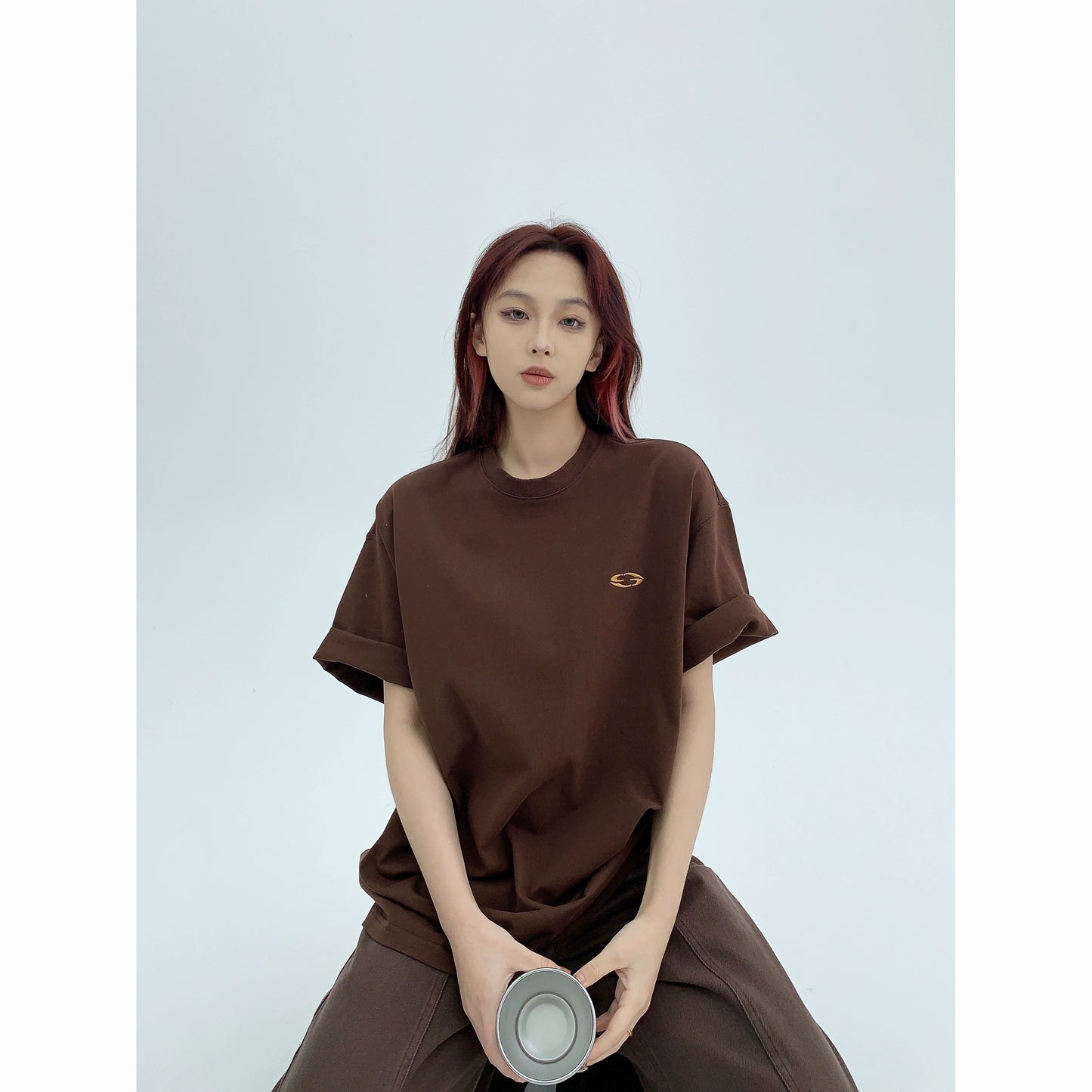 Logo Embroidery Oversize Pure Cotton Short Sleeve T-Shirt NA2837