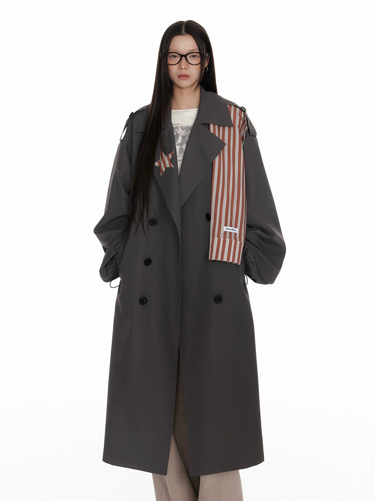 Detachable Design Windproof Striped Drawstring Coat NA7122