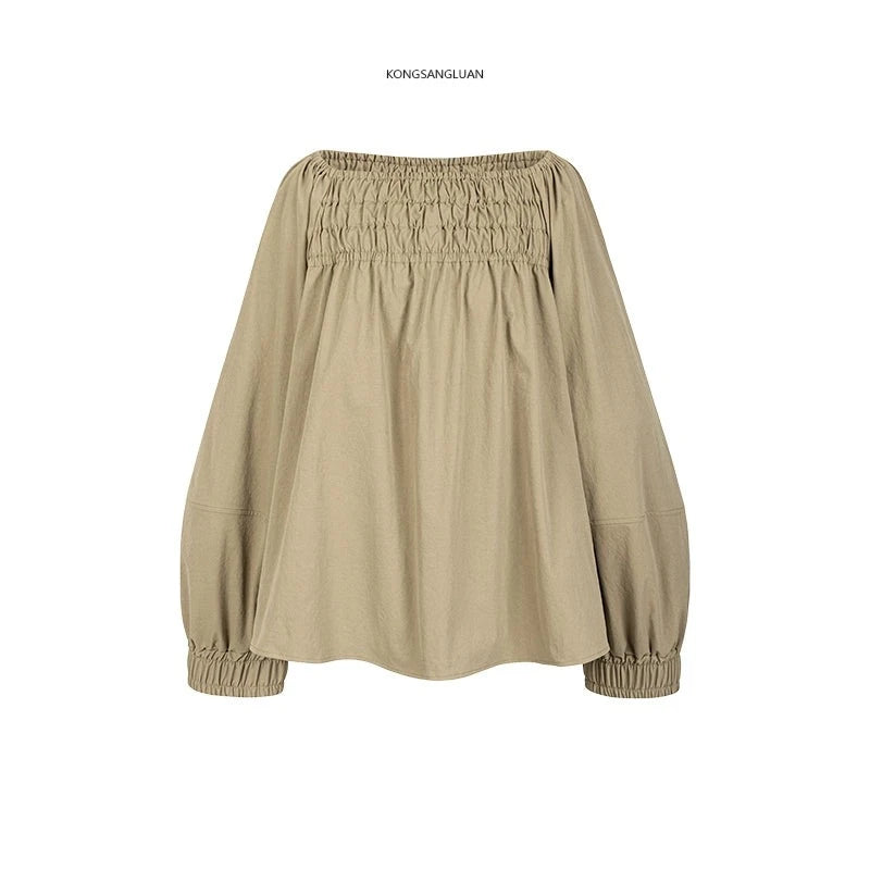 Puff Sleeve One-shoulder Neck Blouse NA4227