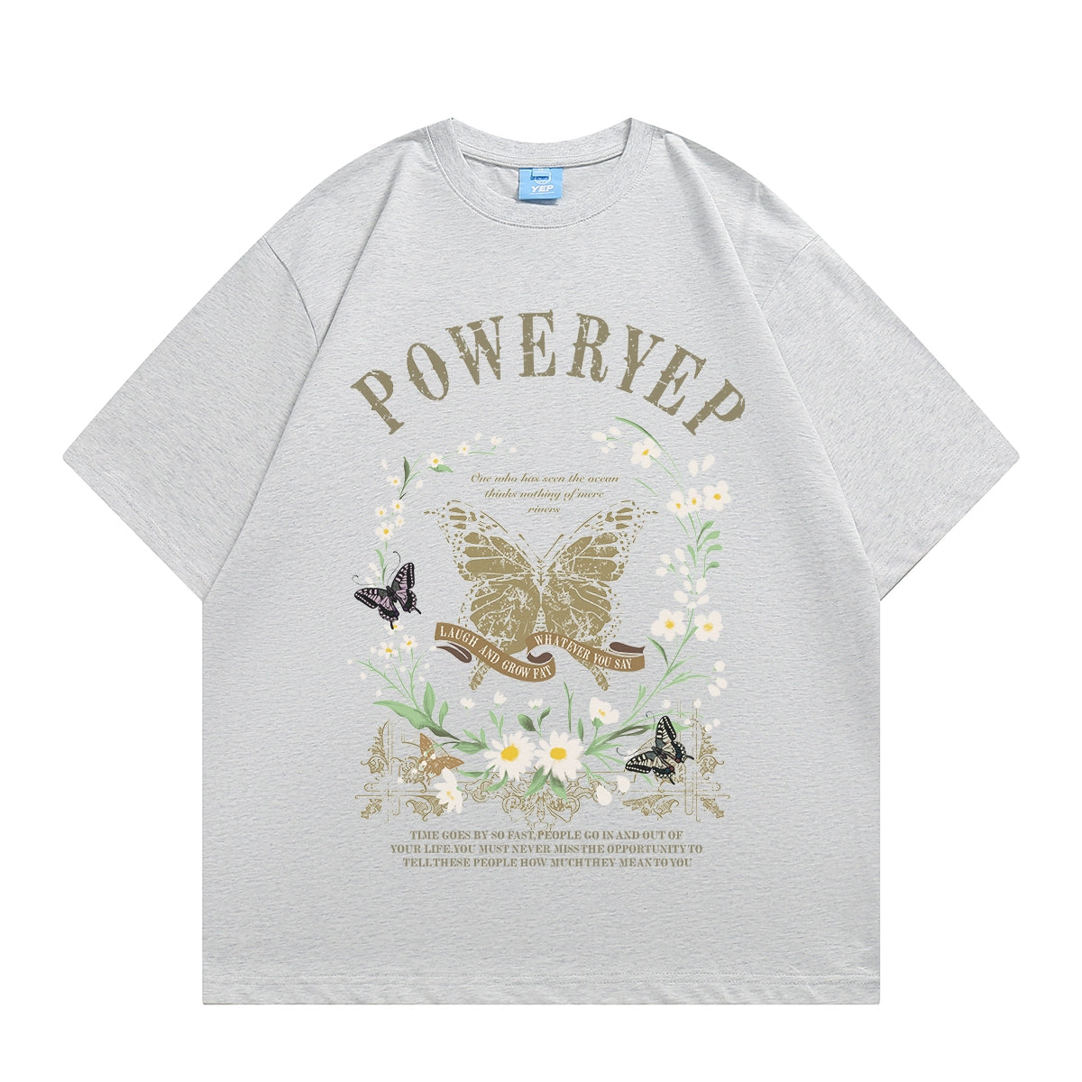Butterfly Print Oversized Pure Cotton Short Sleeve T-Shirt NA2653