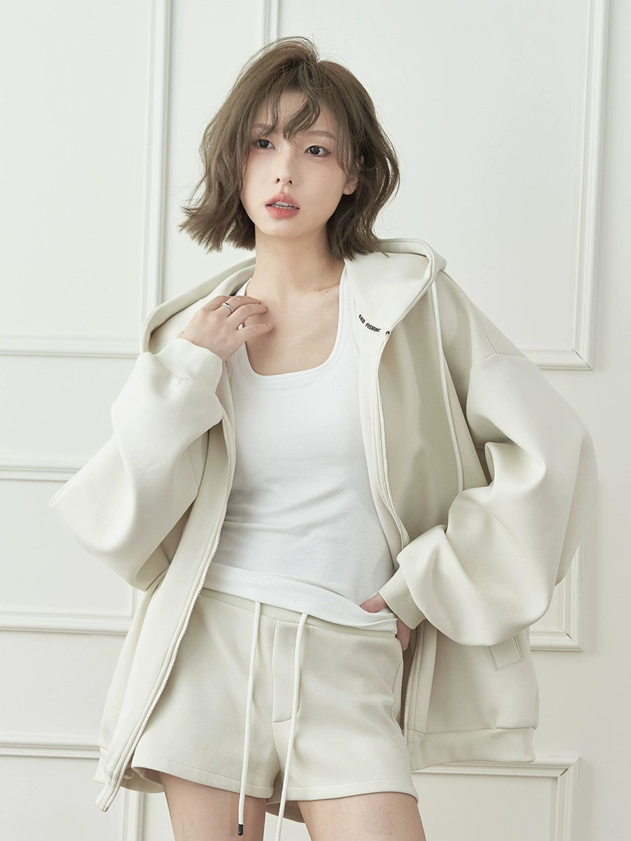 Casual Zipper Hoodie & Short Pants Setup NA2717