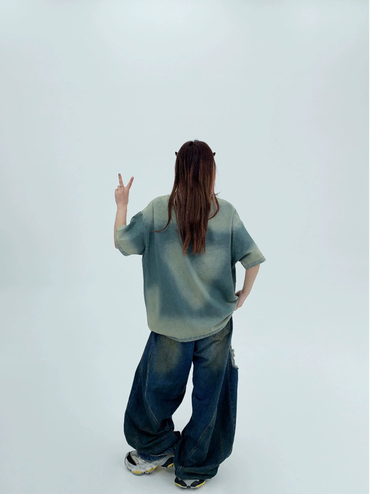 Patch Embroidery Oversize Short Sleeve T-Shirt NA2869