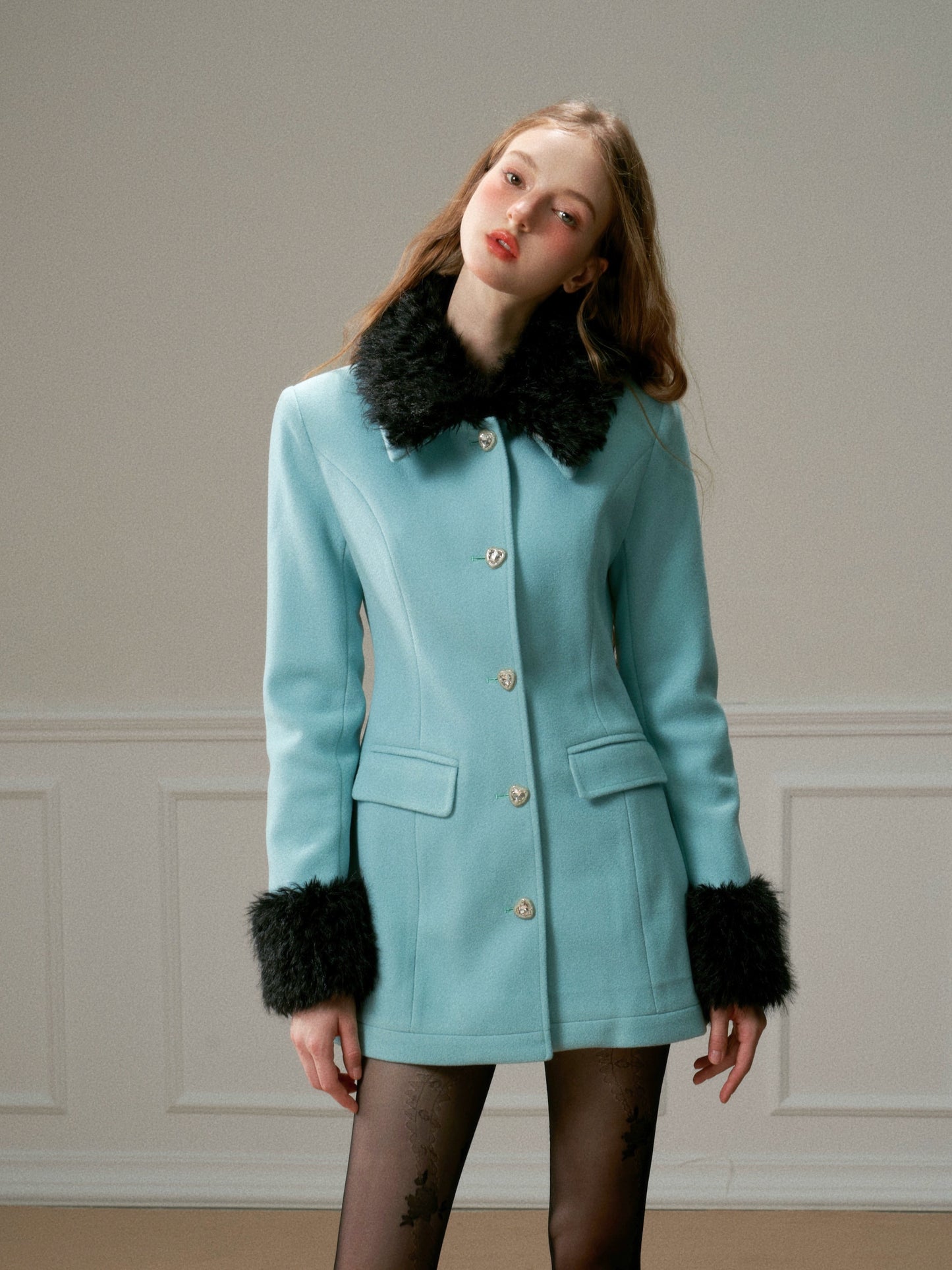 Contrasting Color Fur Jacket NA5823