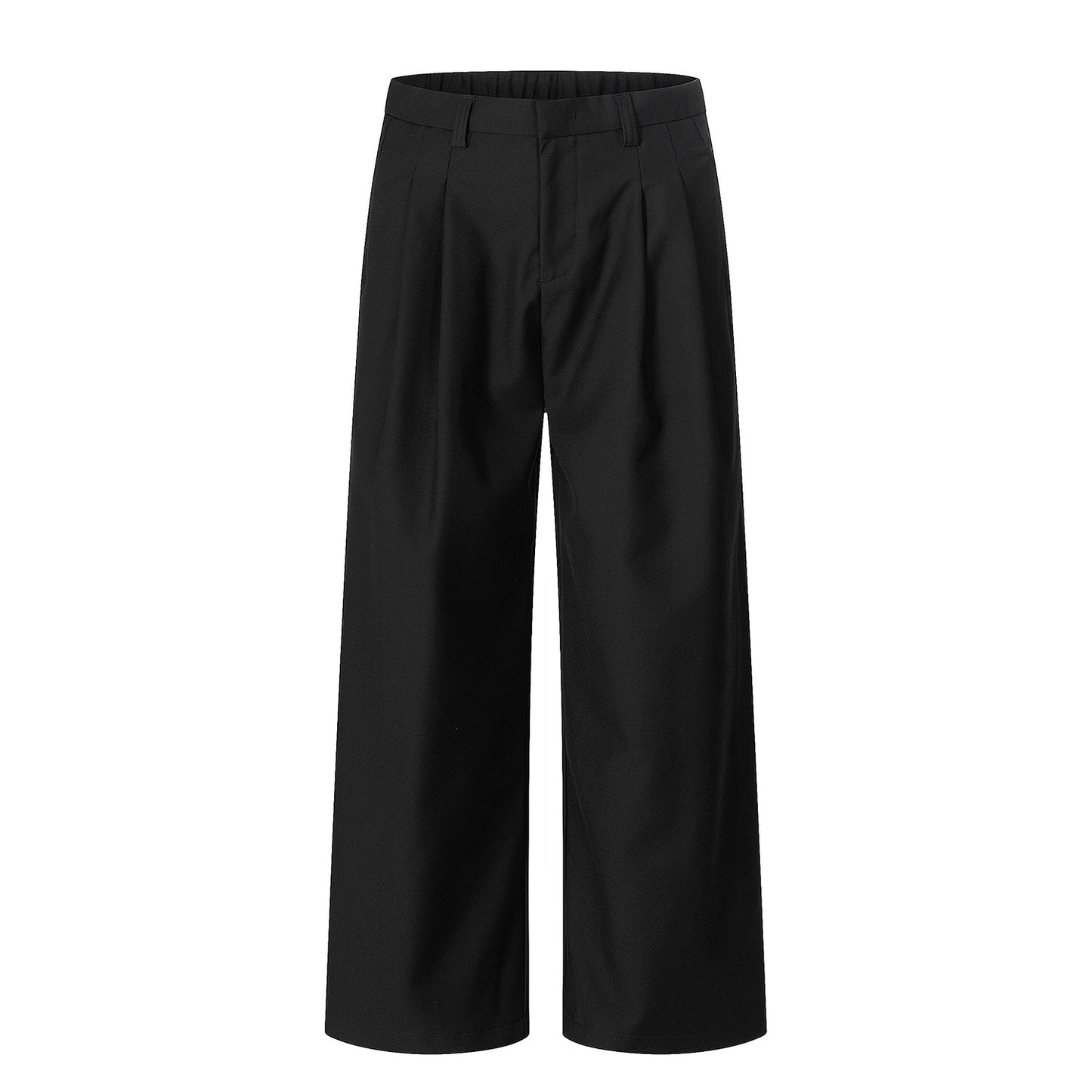Double Pleats Elastic Waist Straight Trousers NA9159