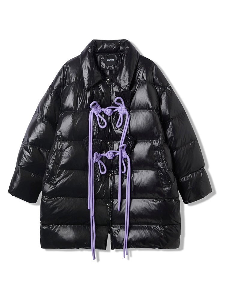 Bow White Duck Down Coat NA6733