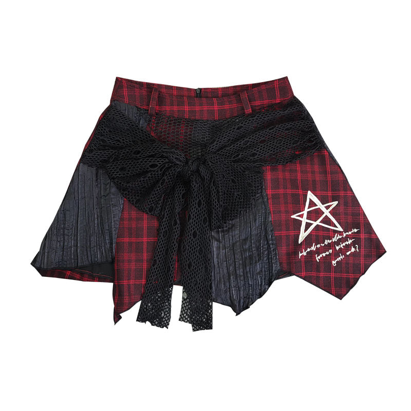 Patchwork Irregular Plaid Layered Short Skirt NA7785