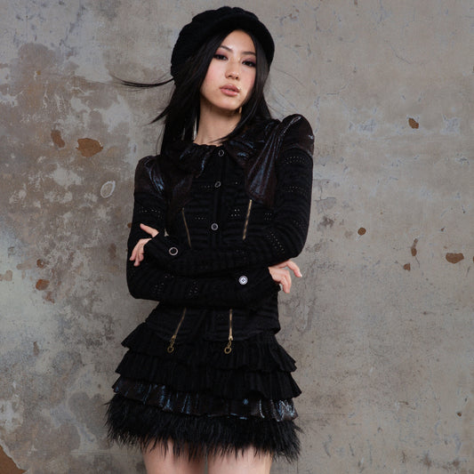 Multi-Layered Patchwork Fake Fur Cake Skirt NA8352