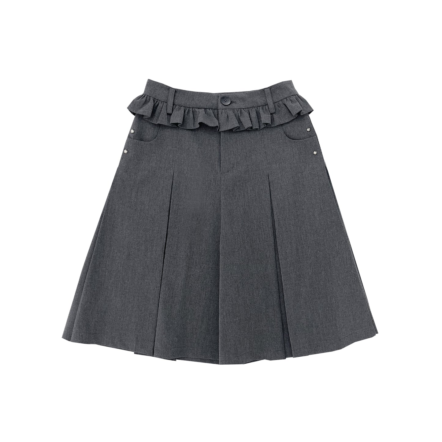 Lace Waist Fake Layered A-Line Split Skirt NA8207